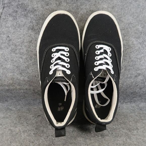 H&M Shoes Mens 7.5 Sneakers Lifestyle Low Profile Trainers Lace Up Casual Black - Picture 7 of 13